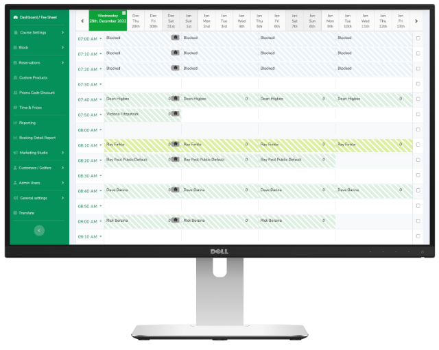 golf course tee sheet software