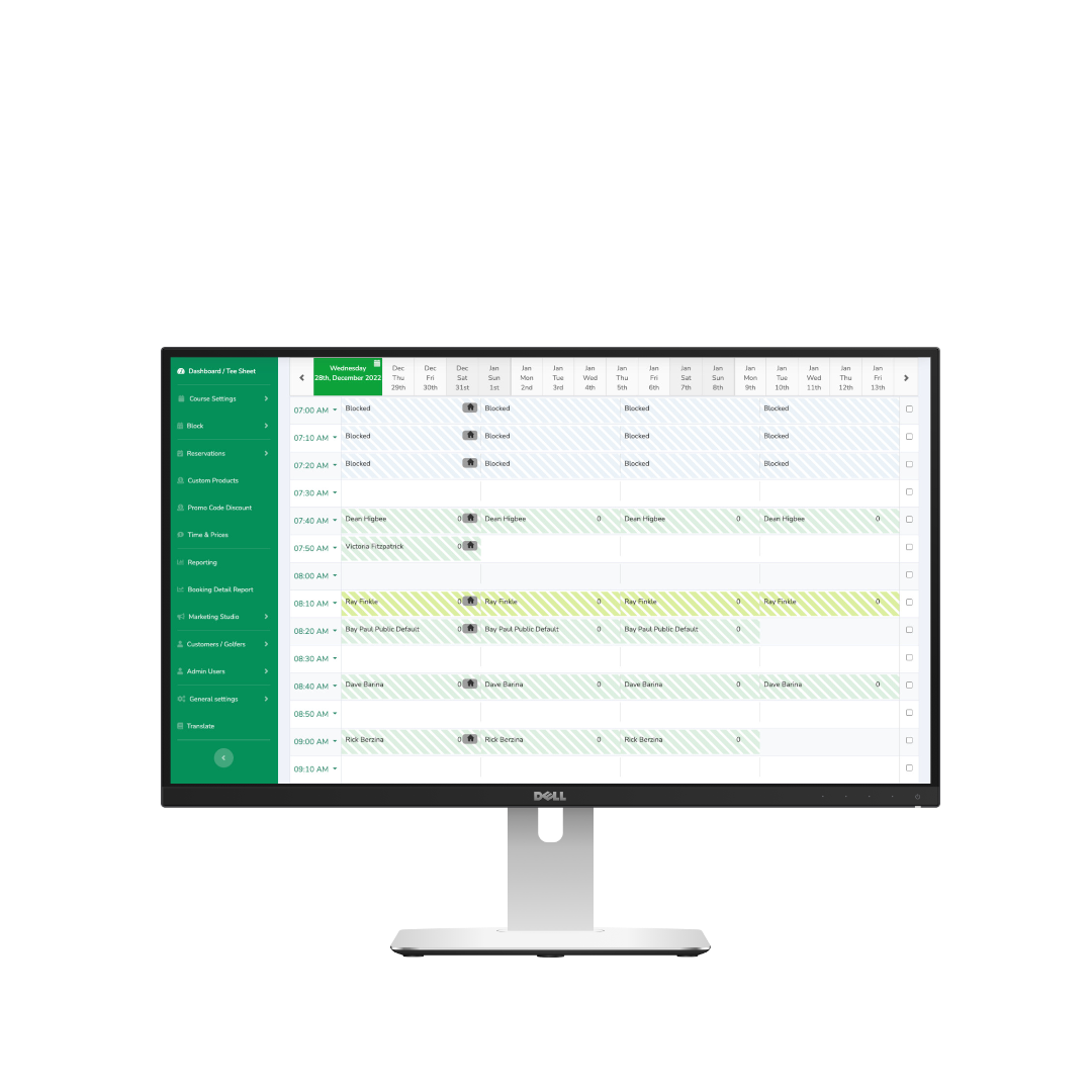 golf course tee sheet software